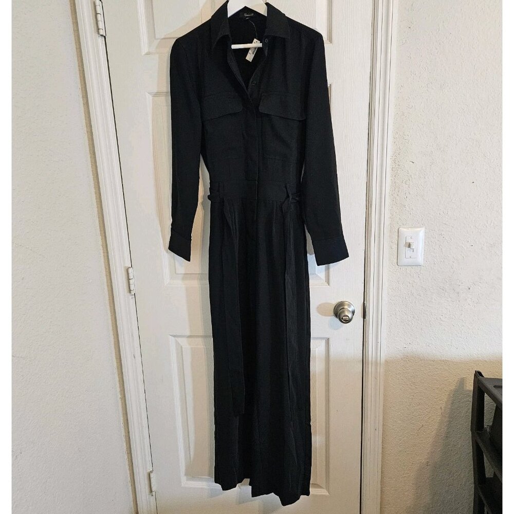 Madewell $198 Tie-Waist Straight-Leg Jumpsuit Black Size 0 NT362